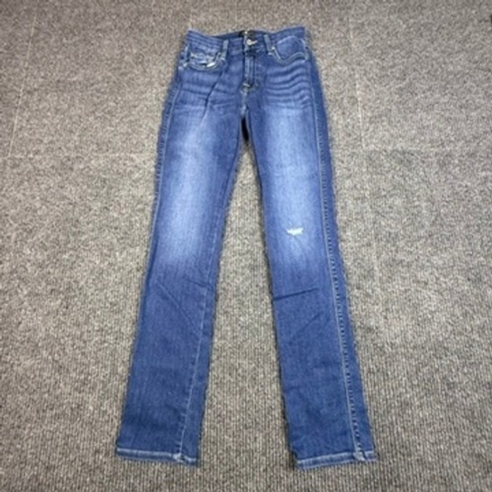 7 For All Mankind Kimmie Womens 27 Slim Straight Blue Jeans Med Wash 7U301005